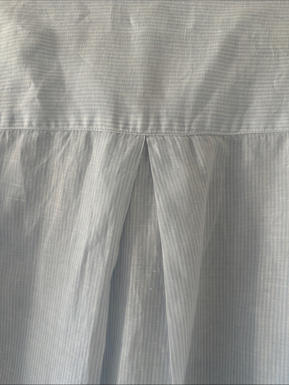 Sara Campbell The Daniella Long Linen Tunic Top Light Blue Stripe Sz Medium Chic - Picture 9 of 12